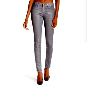 SPANX Skinny-X Jean Metallic Coated Grey EUC